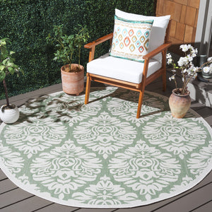 Safavieh Bermuda 9' X 12' Ivory/Green Area Rug - Elegant Indoor/Outdoor Design With Timeless Motifs & Comfort Ivory ,Green Polypropylene Frize Bmu821y-9