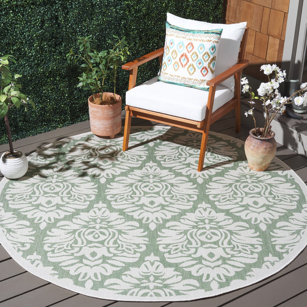 Safavieh Bermuda 9' X 12' Ivory/Green Area Rug - Elegant Indoor/Outdoor Design With Timeless Motifs & Comfort Ivory ,Green Polypropylene Frize Bmu821y-9