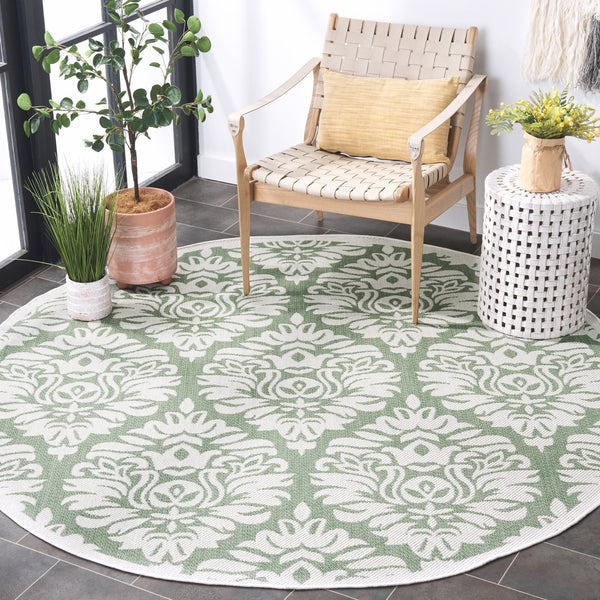 Safavieh Bermuda 9' X 12' Ivory/Green Area Rug - Elegant Indoor/Outdoor Design With Timeless Motifs & Comfort Ivory ,Green Polypropylene Frize Bmu821y-9