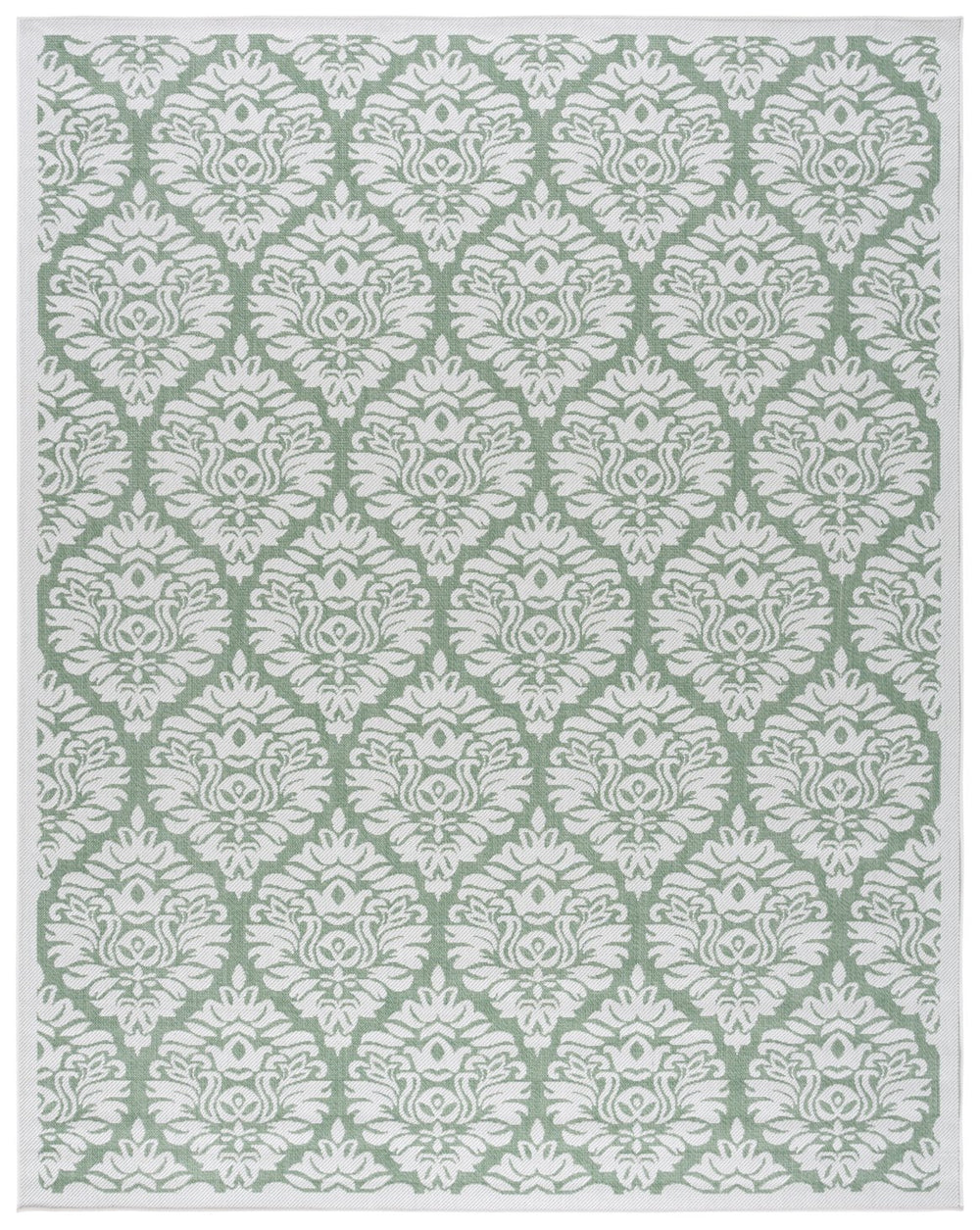 Safavieh Bermuda 9' X 12' Ivory/Green Area Rug - Elegant Indoor/Outdoor Design With Timeless Motifs & Comfort Ivory ,Green Polypropylene Frize Bmu821y-9