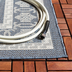 Safavieh Bermuda 827 Power Loomed Indoor / Outdoor Rug Navy / Ivory 5'-3" x 7'-6"