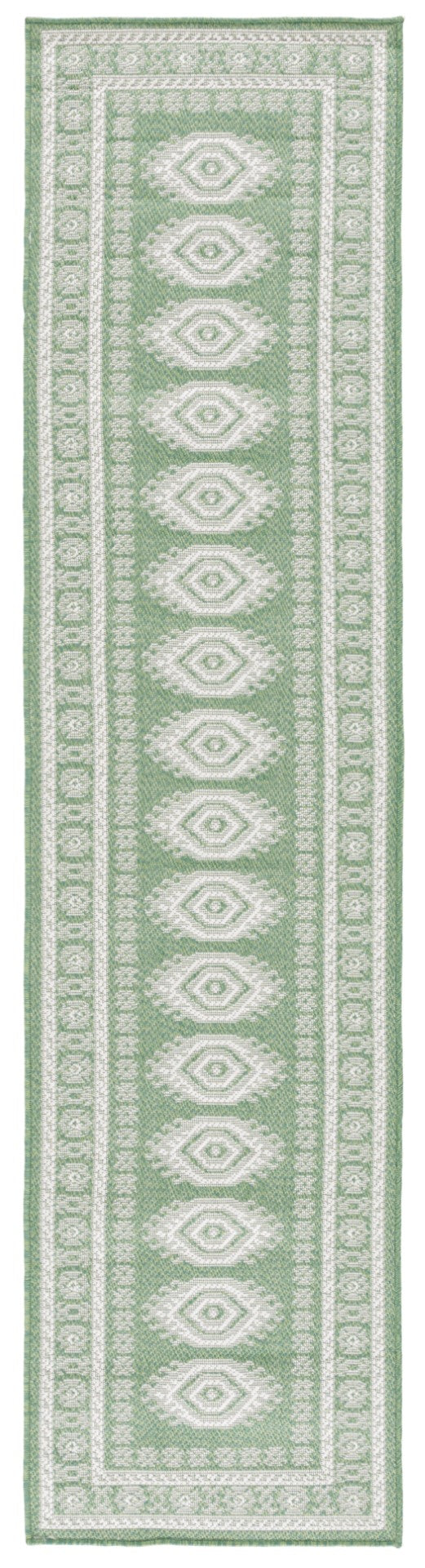 Safavieh Bermuda 827 Power Loomed Indoor / Outdoor Rug Green / Ivory 2' x 8'