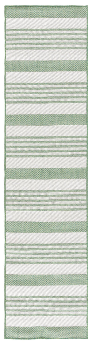 Safavieh Bermuda Area Rug - Elegant Green & Ivory Striped Design For Indoor/Outdoor Spaces, Oeko-tex Certified Green ,Ivory Polypropylene Frize Bmu828y-9