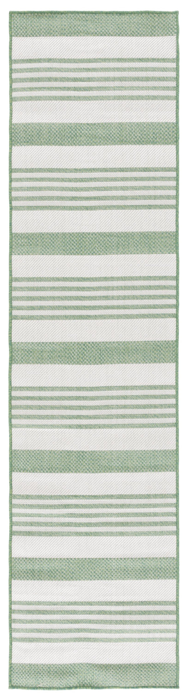 Safavieh Bermuda Area Rug - Elegant Green & Ivory Striped Design For Indoor/Outdoor Spaces, Oeko-tex Certified Green ,Ivory Polypropylene Frize Bmu828y-9