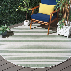 Safavieh Bermuda Area Rug - Elegant Green & Ivory Striped Design For Indoor/Outdoor Spaces, Oeko-tex Certified Green ,Ivory Polypropylene Frize Bmu828y-9