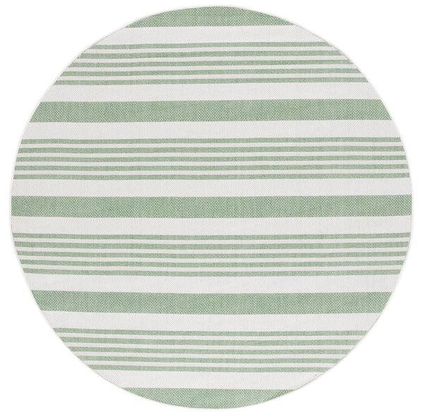 Safavieh Bermuda Area Rug - Elegant Green & Ivory Striped Design For Indoor/Outdoor Spaces, Oeko-tex Certified Green ,Ivory Polypropylene Frize Bmu828y-9