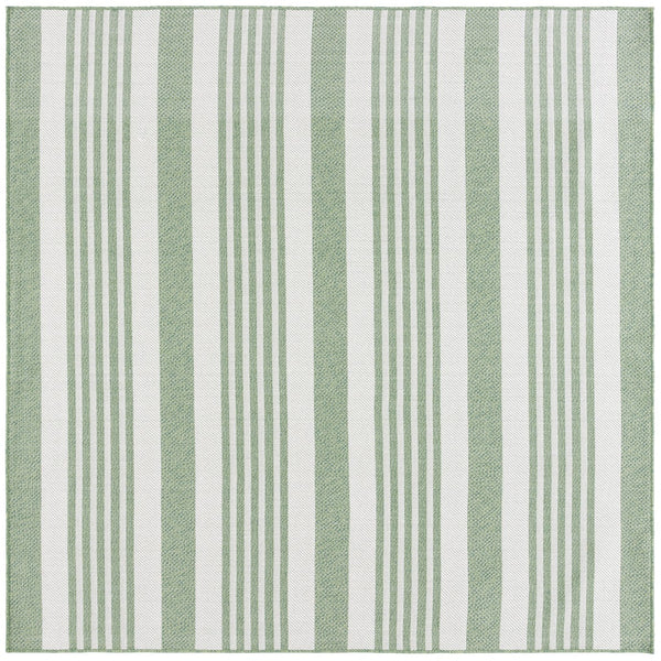Safavieh Bermuda Area Rug - Elegant Green & Ivory Striped Design For Indoor/Outdoor Spaces, Oeko-tex Certified Green ,Ivory Polypropylene Frize Bmu828y-9