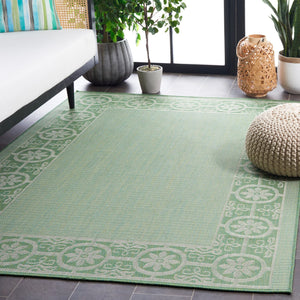 Safavieh Bermuda Elegant Geometric Patterned Runner Rug For Indoor & Outdoor Spaces - Durable & Easy Care Green ,Ivory Polypropylene Frize Bmu838y-9