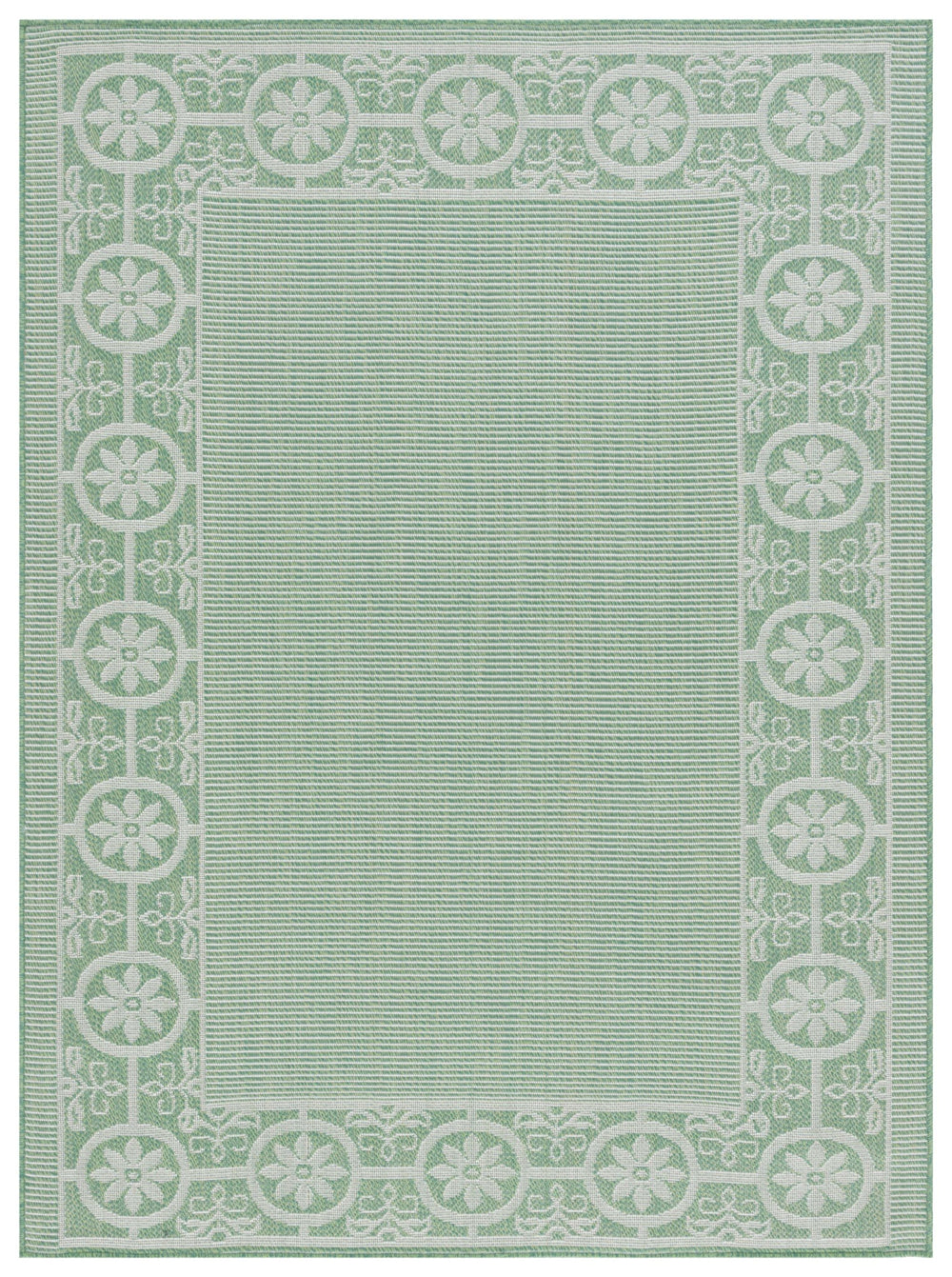 Safavieh Bermuda Elegant Geometric Patterned Runner Rug For Indoor & Outdoor Spaces - Durable & Easy Care Green ,Ivory Polypropylene Frize Bmu838y-9