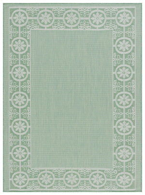 Safavieh Bermuda Elegant Geometric Patterned Runner Rug For Indoor & Outdoor Spaces - Durable & Easy Care Green ,Ivory Polypropylene Frize Bmu838y-9