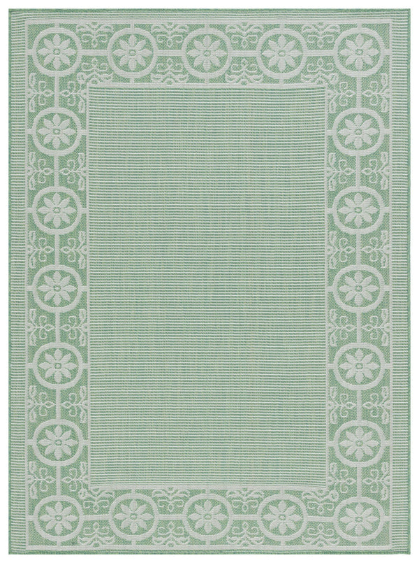 Safavieh Bermuda Elegant Geometric Patterned Runner Rug For Indoor & Outdoor Spaces - Durable & Easy Care Green ,Ivory Polypropylene Frize Bmu838y-9