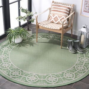 Safavieh Bermuda Elegant Geometric Patterned Runner Rug For Indoor & Outdoor Spaces - Durable & Easy Care Green ,Ivory Polypropylene Frize Bmu838y-9