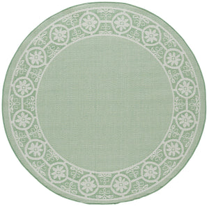 Safavieh Bermuda Elegant Geometric Patterned Runner Rug For Indoor & Outdoor Spaces - Durable & Easy Care Green ,Ivory Polypropylene Frize Bmu838y-9