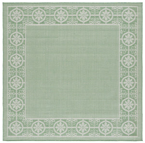 Safavieh Bermuda Elegant Geometric Patterned Runner Rug For Indoor & Outdoor Spaces - Durable & Easy Care Green ,Ivory Polypropylene Frize Bmu838y-9