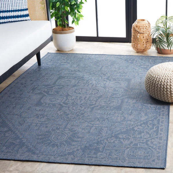 Safavieh Bermuda Elegant Polypropylene Frize Area Rug - Timeless Design For Indoor/Outdoor Spaces, Oeko-tex Certified Navy Polypropylene Frize Bmu841n-8