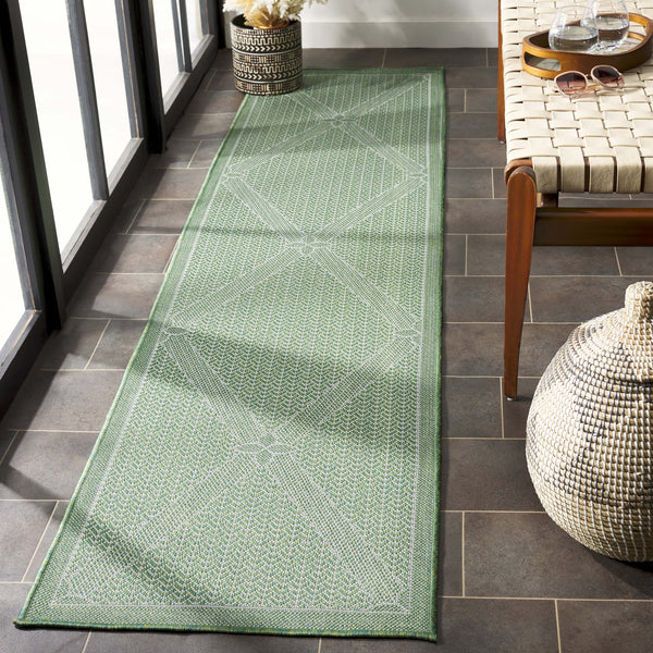 Safavieh Bermuda 9' X 12' Green/Ivory Area Rug - Elegant Geometric Design, Durable, Oeko-tex Certified Luxury Green ,Ivory Polypropylene Frize Bmu851y-9