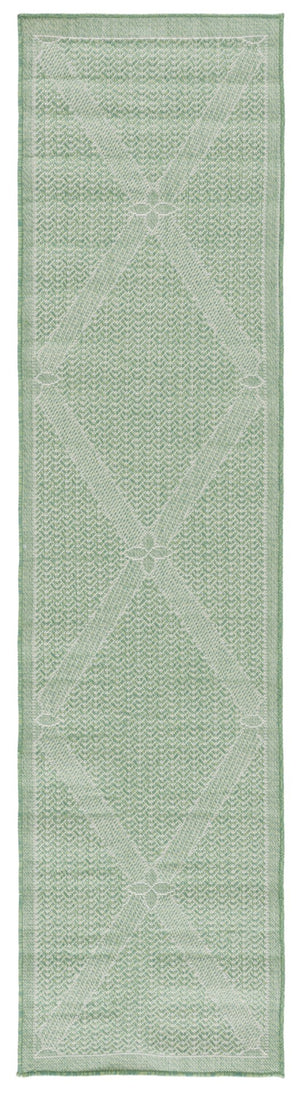 Safavieh Bermuda 851 Power Loomed Indoor / Outdoor Rug Green / Ivory 2' x 8'