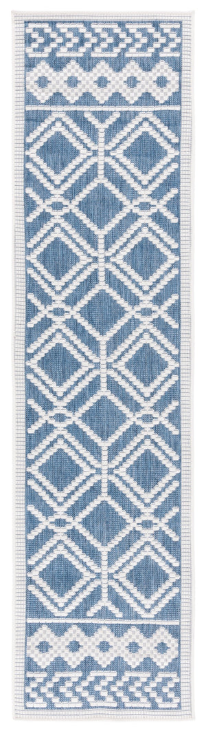 Safavieh Bermuda Elegant Area Rug For Indoor & Outdoor Spaces, Durable Design With Classic Geometric Patterns Navy ,Ivory Polypropylene Frize Bmu874n-9