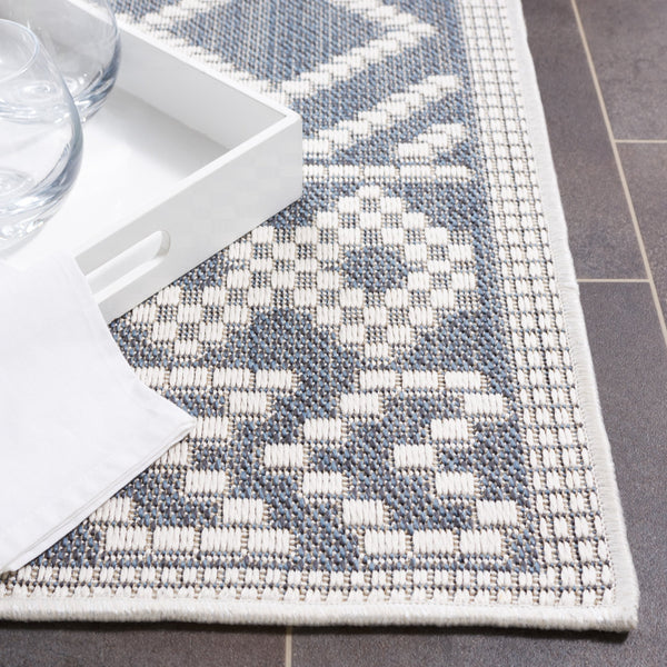 Safavieh Bermuda Elegant Area Rug For Indoor & Outdoor Spaces, Durable Design With Classic Geometric Patterns Navy ,Ivory Polypropylene Frize Bmu874n-9