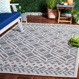 Safavieh Bermuda 874 Power Loomed Indoor / Outdoor Rug Navy / Ivory 5'-3" x 7'-6"