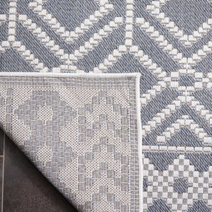 Safavieh Bermuda Elegant Area Rug For Indoor & Outdoor Spaces, Durable Design With Classic Geometric Patterns Navy ,Ivory Polypropylene Frize Bmu874n-9