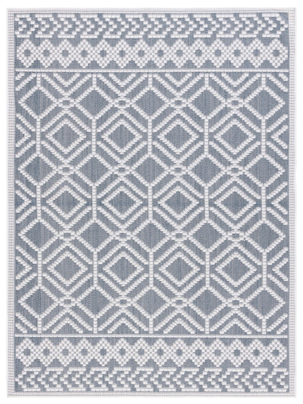 Safavieh Bermuda Elegant Area Rug For Indoor & Outdoor Spaces, Durable Design With Classic Geometric Patterns Navy ,Ivory Polypropylene Frize Bmu874n-9