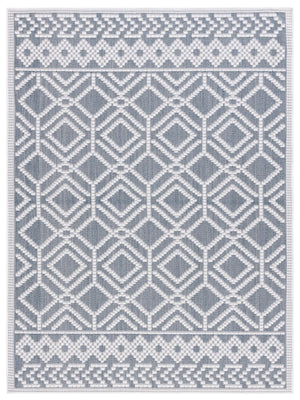 Safavieh Bermuda Elegant Area Rug For Indoor & Outdoor Spaces, Durable Design With Classic Geometric Patterns Navy ,Ivory Polypropylene Frize Bmu874n-9