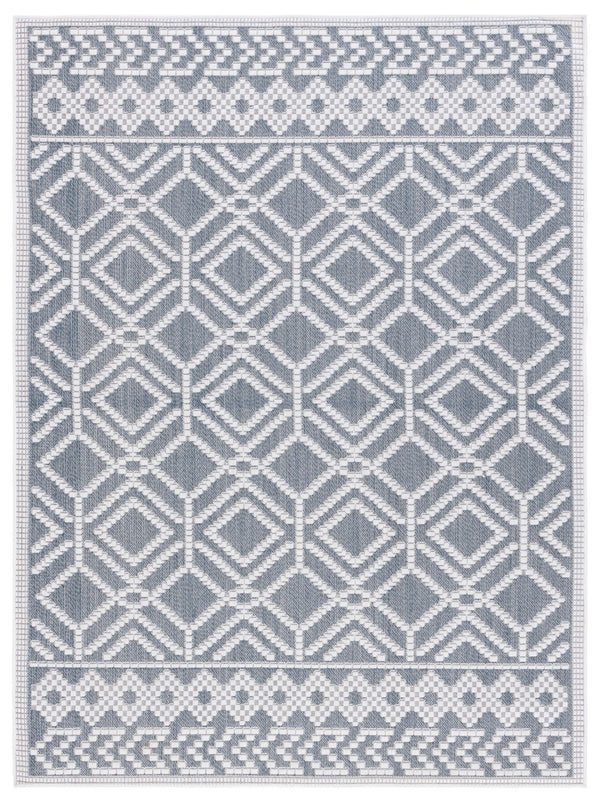 Safavieh Bermuda Elegant Area Rug For Indoor & Outdoor Spaces, Durable Design With Classic Geometric Patterns Navy ,Ivory Polypropylene Frize Bmu874n-9