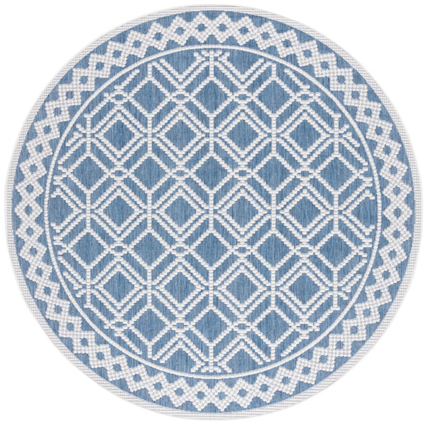 Safavieh Bermuda Elegant Area Rug For Indoor & Outdoor Spaces, Durable Design With Classic Geometric Patterns Navy ,Ivory Polypropylene Frize Bmu874n-9