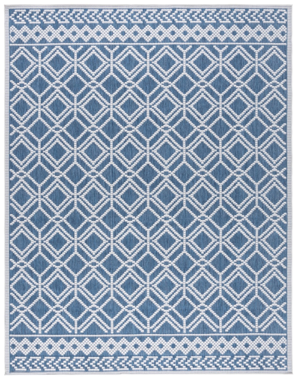 Safavieh Bermuda Elegant Area Rug For Indoor & Outdoor Spaces, Durable Design With Classic Geometric Patterns Navy ,Ivory Polypropylene Frize Bmu874n-9