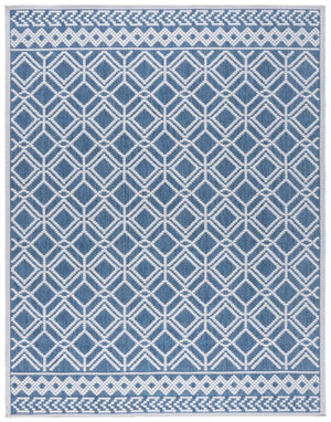 Safavieh Bermuda Elegant Area Rug For Indoor & Outdoor Spaces, Durable Design With Classic Geometric Patterns Navy ,Ivory Polypropylene Frize Bmu874n-9