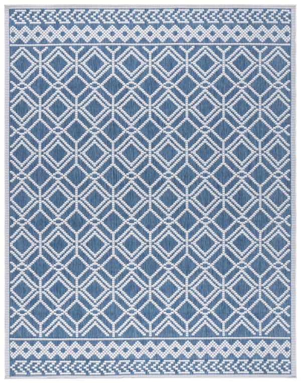 Safavieh Bermuda Elegant Area Rug For Indoor & Outdoor Spaces, Durable Design With Classic Geometric Patterns Navy ,Ivory Polypropylene Frize Bmu874n-9