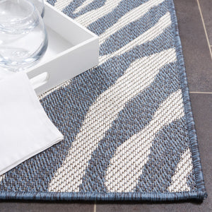 Safavieh Bermuda Area Rug – Elegant Zebra Pattern, Durable Power Loomed Design For Indoor & Outdoor Spaces Navy ,Ivory Polypropylene Frize Bmu881n-7sq