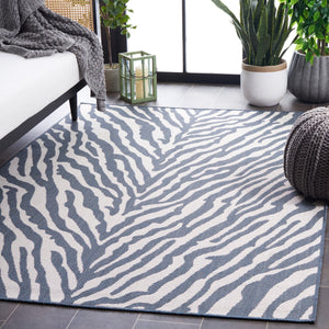 Safavieh Bermuda Area Rug – Elegant Zebra Pattern, Durable Power Loomed Design For Indoor & Outdoor Spaces Navy ,Ivory Polypropylene Frize Bmu881n-7sq