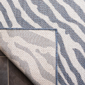 Safavieh Bermuda Area Rug – Elegant Zebra Pattern, Durable Power Loomed Design For Indoor & Outdoor Spaces Navy ,Ivory Polypropylene Frize Bmu881n-7sq