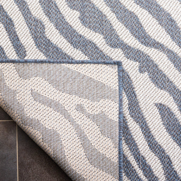 Safavieh Bermuda Area Rug – Elegant Zebra Pattern, Durable Power Loomed Design For Indoor & Outdoor Spaces Navy ,Ivory Polypropylene Frize Bmu881n-7sq