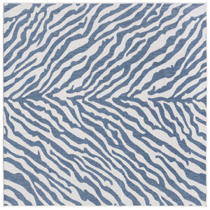 Safavieh Bermuda Area Rug – Elegant Zebra Pattern, Durable Power Loomed Design For Indoor & Outdoor Spaces Navy ,Ivory Polypropylene Frize Bmu881n-7sq