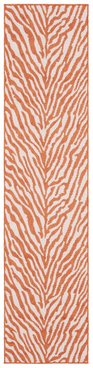 Safavieh Bermuda Area Rug – Elegant Zebra Pattern, Durable Power Loomed Design For Indoor & Outdoor Spaces Rust ,Ivory Polypropylene Frize Bmu881p-4