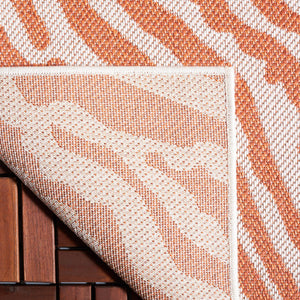 Safavieh Bermuda Area Rug – Elegant Zebra Pattern, Durable Power Loomed Design For Indoor & Outdoor Spaces Rust ,Ivory Polypropylene Frize Bmu881p-4