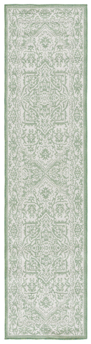 Safavieh Bermuda 885 Power Loomed Indoor / Outdoor Rug Green / Ivory 2' x 8'