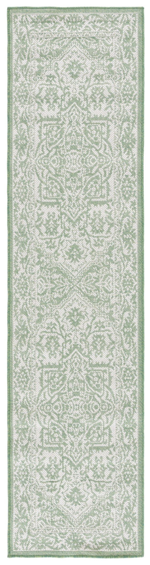 Safavieh Bermuda 885 Power Loomed Indoor / Outdoor Rug Green / Ivory 2' x 8'