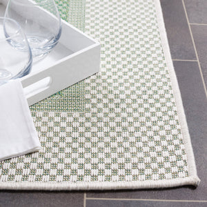 Safavieh Bermuda 9' X 12' Indoor/Outdoor Area Rug - Elegant Green And Ivory Geometric Design For Any Space Green ,Ivory Polypropylene Frize Bmu886y-9