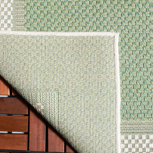 Safavieh Bermuda 9' X 12' Indoor/Outdoor Area Rug - Elegant Green And Ivory Geometric Design For Any Space Green ,Ivory Polypropylene Frize Bmu886y-9
