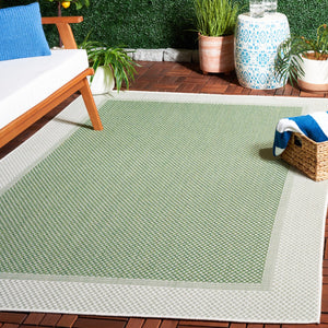 Safavieh Bermuda 9' X 12' Indoor/Outdoor Area Rug - Elegant Green And Ivory Geometric Design For Any Space Green ,Ivory Polypropylene Frize Bmu886y-9
