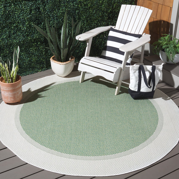 Safavieh Bermuda 9' X 12' Indoor/Outdoor Area Rug - Elegant Green And Ivory Geometric Design For Any Space Green ,Ivory Polypropylene Frize Bmu886y-9