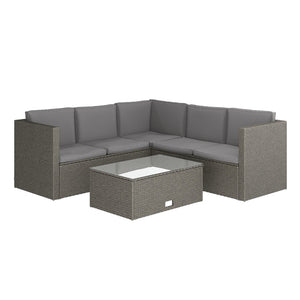 English Elm Roan Indoor/Outdoor L-Shaped Sectional Set with Storage Coffee Table for Stylish Relaxation & Comfort Gray Cushions/Gray Frame BN-WS404-GY-GY-GG