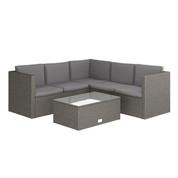 English Elm Roan Indoor/Outdoor L-Shaped Sectional Set with Storage Coffee Table for Stylish Relaxation & Comfort Gray Cushions/Gray Frame BN-WS404-GY-GY-GG