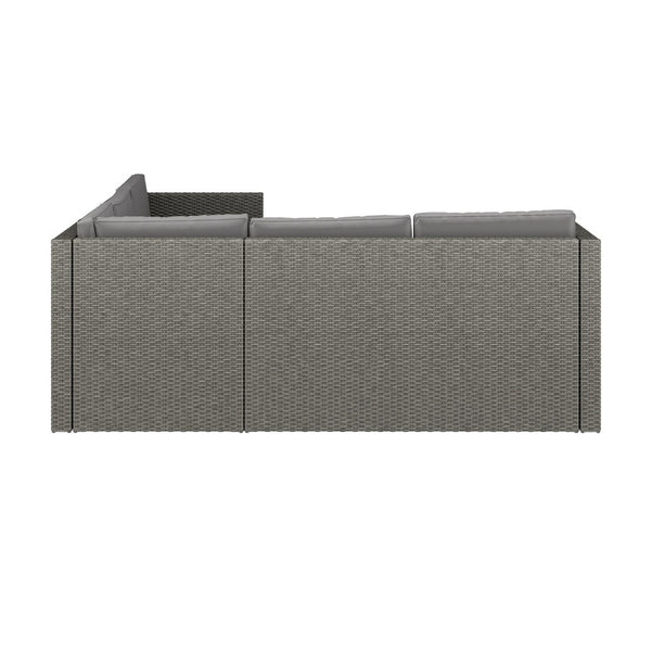 English Elm Roan Indoor/Outdoor L-Shaped Sectional Set with Storage Coffee Table for Stylish Relaxation & Comfort Gray Cushions/Gray Frame BN-WS404-GY-GY-GG