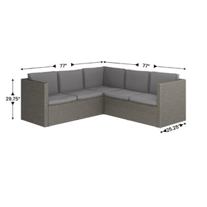English Elm Roan Indoor/Outdoor L-Shaped Sectional Set with Storage Coffee Table for Stylish Relaxation & Comfort Gray Cushions/Gray Frame BN-WS404-GY-GY-GG