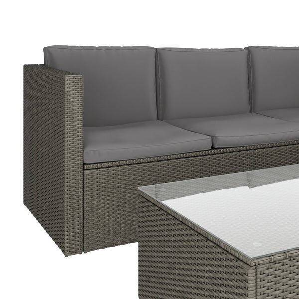 English Elm Roan Indoor/Outdoor L-Shaped Sectional Set with Storage Coffee Table for Stylish Relaxation & Comfort Gray Cushions/Gray Frame BN-WS404-GY-GY-GG